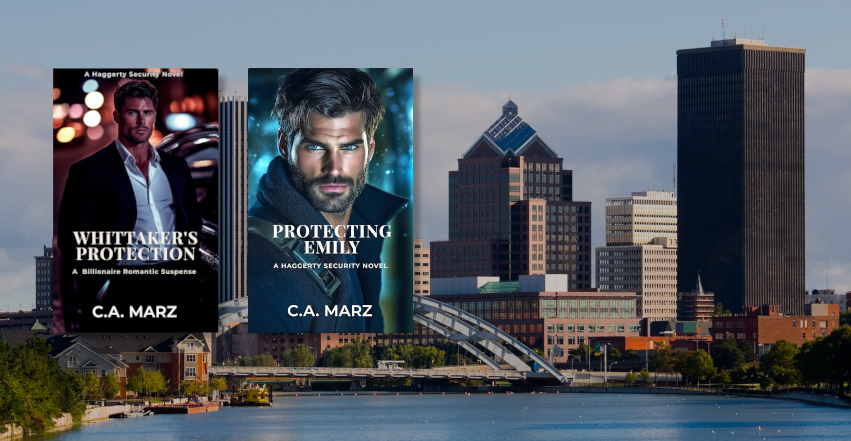Security books on Rochester, New York background